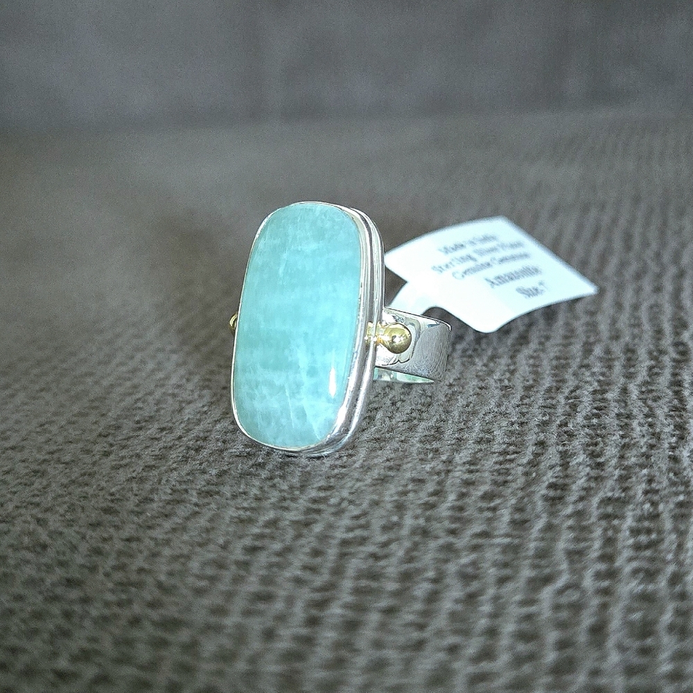Shivam Rectangular Amazonite Statement Ring💍 - NWT - Picture 14 of 16